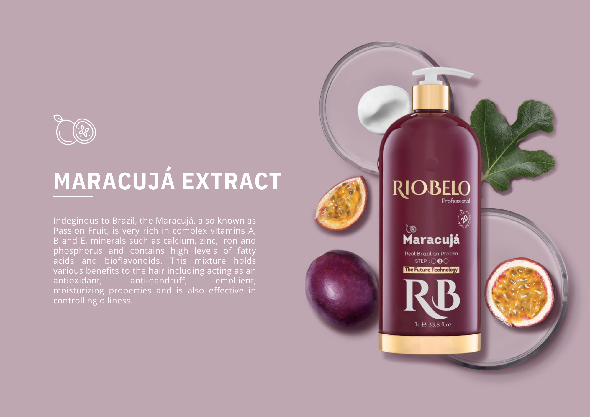 Riobelo MARACUJÁ Professional Real Brazilian Hair Straightening Protein For Normal and Curly Hair 1L - SHIDSA